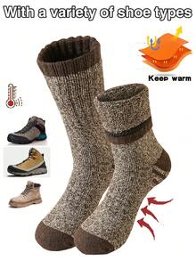 5 Paar Herren dicke, warme Wollsocken, Retro Schnee Wandern Sport Crew Socken, thermische Handtuch Lange Socken für den Winter, kuschelige Socken - Verschiedenfarbig - Übersicht 6