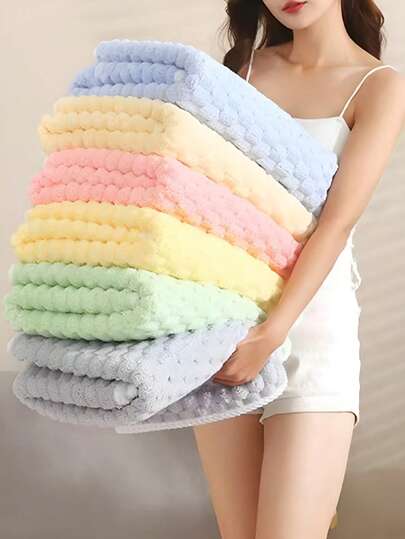 1pc 70*140cm Coral Fleece Bath Towel, Or Single Towel Or Towel Set, Quick-Drying, Absorbent, Soft, Suitable For Bathroom, Hotel, Gym, Travel, Gift, Salon, Sports, Outdoor, Beach, School, Back To School, Travel Accessories, Home Essentials, Towel, Skin Care