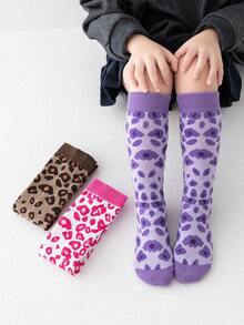 3 Pairs Girls Striped Knee High Socks, Soft & Comfortable, Suitable For Kids, Students, Formal Uniforms, Everyday Wear, All Seasons - Multicolor - View 10