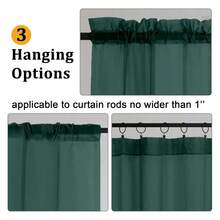 Hunter Green Sheer Kitchen Curtains 36 Inch Length, Light Filtering Voile Soft Airy Small Cafe Curtains, Short Window Curtain For Bathroom Basement, 42x36 Inch, 2PCS - Multicolor 155 - View 3