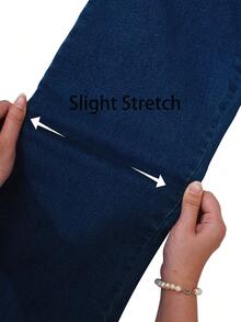 Plus Size Women's Fashion 5-Button Waist Straight Leg Casual Jeans