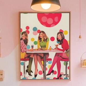 1pc Retro Pop Art Wall Art Collage Poster Vintage Fashion Collage, Vintage Wall Art, 60s Decor, Colorful Home Accent, Fun Living Room Art - Posters Canvas Painting Wall Arts Room Home Decoration Unframed