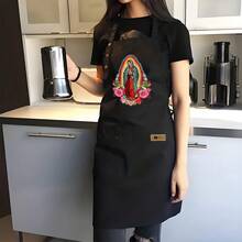 1pc Heavy-Duty Thickened Adult Apron With Mexican Folk Art Design - Our Lady Of Guadalupe Print, Durable Kitchen & Bar Apron For Cooking, Baking, Bartending - Stylish Protective Chef Apron For Men & Women, Longlasting Material, Sturdy Construction, Home Cooks - AZX0001 - 查看 8