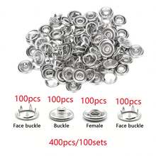 400pcs/100sets Five-Prong Snap Fastener Kit, Metal Snap Button Set With Manual Plier And Storage Box For DIY Crafts, Clothes, Hats, Bags (Random Color)