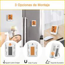 Termómetro Higrómetro Digital, Monitor Temperatura Humedad, Pantalla LCD Con Retroiluminación Y ° c/ ° F Cambiar, Termometro Digital Pared, Con Soporte, Registros Mínimos Y Máximos Para Hogar, Escuela - blanco - Ver 10