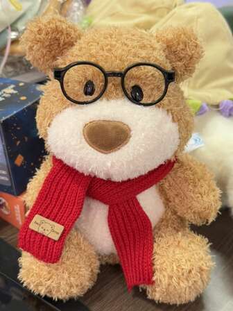 Cute Bear Bib, Bear Scarf, Bear Plush Doll, Honey Bear Stuffed Doll, Teddy Bear Pillow, Christmas Gift