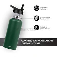 Magma Life Termo de Acero Inoxidable para Café y Agua 950 ml (32 oz): Contiene 3 Tapas para Diferentes tipos de Bebidas, Ideal para Mantener la Temperatura Deseada (Azul Capri) - Aceituna - Ver 12