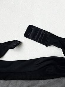 Sexy Alluring Sheer Long Sleeve Top + Panty 2 Pieces Set, Includes Stockings, Extremely Hot Party Outfit - Black - View 7