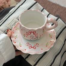 1 Set Creative Fresh Hand-Painted Tulip Bow Swan Ceramic Coffee Cup And Saucer For Home - Multicolor - View 9
