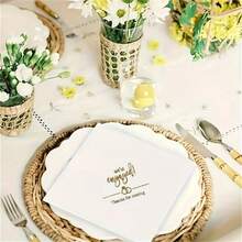 20pcs/40pcs/60pcs,13*13 Inch We're Engaged Wedding 2-Ply Paper Napkins, Engagement Party Napkins,Engagement Beverage Cocktail Luncheon Napkins,Wedding Paper Disposable Party Napkins Wedding Cake Table Decorations Supplies - Multicolor - View 3