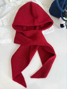 女士针织帽，带可拆卸领巾，保暖护耳，适合秋冬季户外活动、散步、滑雪、骑行、购物及日常佩戴。 - 彩色 - 查看 9