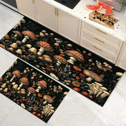 1pc Mushroom Shaped Kitchen Mat, Bathroom Floor Rug, Comfortable Standing Carpet For Kitchen, Home, Office, Laundry Room, Bathroom, Spring Decor, Made Of High-Quality Fibers, Available In Different Sizes For Purchase