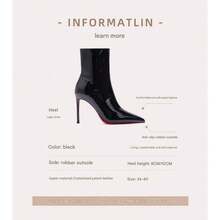 Black short boots women's autumn and winter 2025 patent leather thin heel pointed thin boots sexy royal sister red sole high heels boots