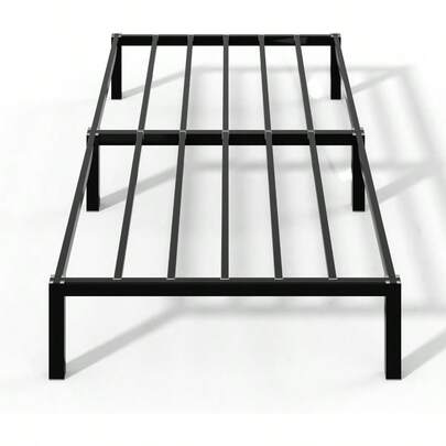 Single Bed Frame 25cm High Metal Platform Bed Frame For Single Mattress Heavy Duty Steel Slat Support Under Bed Storage No Box Spring Needed Easy Assembly 190cm X 92cm Black