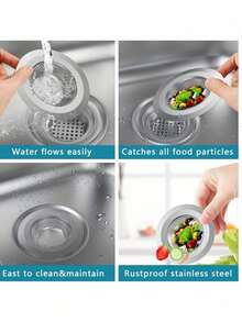 3pcs Stainless Steel Bathroom Sink Strainer, Anti-Clogging Mesh Drain Filter, Hair Catcher, Fits Sink And Basin Drain Accessories - Multicolor - View 9