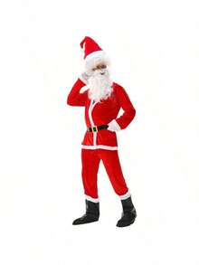 圣诞老人服装套装，男士圣诞装扮，适合圣诞派对和主题活动，仅衣服，无靴子 - 白色 - 查看 4