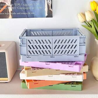 1pc Foldable Desktop Storage Basket - Collapsible Desktop Storage Box, Student Stationery Organizer Basket, Desktop Planner Tape Organizer, Miscellaneous Cosmetics Storage Basket, Stackable Small Baskets, Toys, Small & Medium Size, Foldable Basket Storage Bin, Dorm Desk Organizer, Office Desk Organizer, Foldable Storage Basket. Suitable For Coffee Table Or Key Basket, Home Decor Storage, Wardrobe Clothing Organizer Basket, Holiday Decor Gift Storage Box, Ideal Gift Basket