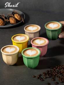 shoxil 1pc Saudi Coffee Cup, Ceramic Cup, Coffee Cup, Teacup, Matcha Cup, Water Cup, Embossed Tulip Ceramic Cup, Middle Eastern Style Coffee Cup, Handmade Hook Flower Coaster, For Home, Coffee Shop, Courtyard, Saudi National Day