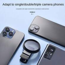 52mm Clip-On CPL Camera Lens Filter - Ultra-Thin Circular Polarizer Filter, Compatible With Smartphones, Enhances Color Saturation And Reduces Glare, Portable And Detachable, Fits All Smartphones, Durable Polyester Material, Smartphone Camera Accessory, Fashionable Design, High-Quality Construction - Black - View 3