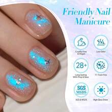 Cat Magnetic Eye Gel Nail Polish, Blue Tears Auroras Gel Polish, Blue Pink Yellow Purple Glassy Glitter Holographic Gel Nail Polish For Nail Art Manicure Salon DIY 4PCS 5ML{Inchcolor_nameinch:InchBlueTearsAurorasinch} - 藍淚極光 - 查看 10