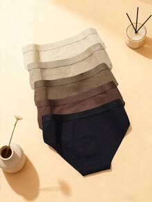 AOKVOGIRL 3pcs/Pack Random Maillard Color Women Cotton Panties, Simple Solid Color Hipster Briefs - Multicolor - View 2