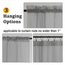 Extra Long Charcoal Grey Sheer Curtains 120 Inches Long 2 Panels Set, Voile Light Filtering Window Drapes For Patio Door/Birthday Party/Hallway Window Guest Room, Each 42Wx120L In, 10FT - Multicolor 139 - View 3