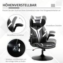 Vinsetto Gaming Chair Ergonomic Computer Chair With Rocking Function Swivel Chair Height Adjustable Steel Black+White 67 X 75 X 106-112 Cm - White - View 2
