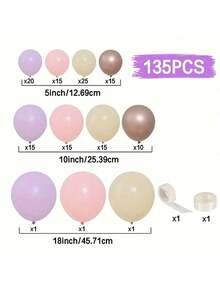 135 piezas de globos de látex metálicos morados de 5/10/18 pulgadas, adecuados para cumpleaños, bodas, fiestas de compromiso, Halloween, eventos navideños y decoración de fiestas, Navidad - Multicolor - Ver 7