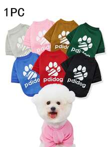 LUCKIE LABO 1 pièce sweat-shirt à capuche en polyester minimaliste et mignon avec motif de patte et slogan, résistant aux puces, réduisant la chute de poils, chaud et respirant, convient pour les chats et les chiens d'intérieur et d'extérieur - Tabac - Voir 9