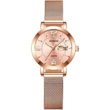 BINBOND Women's Quartz Watch Fashion Big Digit Clock Light Luxury Stainless Steel Strap Waterproof Calendar Luminous Gift - Rose Gold - View 5