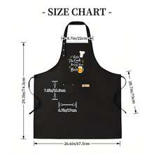 1pc Funny "Kiss The Cook" Polyester Apron - Breathable Waist Apron With Chef Hat & Utensils Design, Lightweight Durable Kitchen Apron For Home Cooking, Restaurants, Food Trucks - Black With White Text, Culinary Attire, Playful Kitchenwear, Practical Pockets, Cooking Attire, Humorous Design, Highquality Material, Restaurant Staff - AZX0001 - View 1