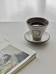 Creative Niche Ceramic Coffee Cup & Saucer Set, Japanese-Style Mug, Retro Coarse Pottery Latte Cup - Multicolor - View 11