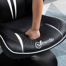 Vinsetto Gaming Chair Ergonomic Computer Chair With Rocking Function Swivel Chair Height Adjustable Steel Black+White 67 X 75 X 106-112 Cm - White - View 7