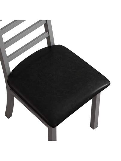 Dining Chairs Set Of 4, Steel Legs PU Leather Seat Kitchen, Living Room, Black, Grijs view 7