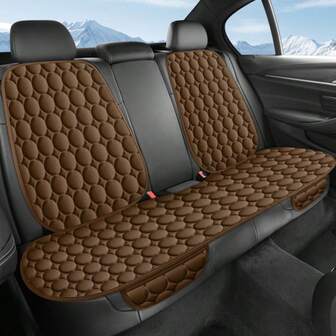 3 piezas Cojín de asiento de coche con patrón redondo de peluche, peluche corto suave y cómodo, sin ataduras, transpirable, apto para los 3 asientos traseros con respaldo, cojín de asiento trasero para las 4 estaciones, adecuado para sedán, MPV, SUV, camión, autocaravana