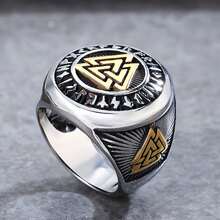 Men's Vintage Style Celtic Viking Norse Triangle Symbol Silver Signet Ring