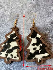 2pcs Fashionable Multi-Color Halloween Pumpkin Splice Minimalist Wooden Acrylic Pendant Earrings For Women, Suitable For Party, Halloween Event