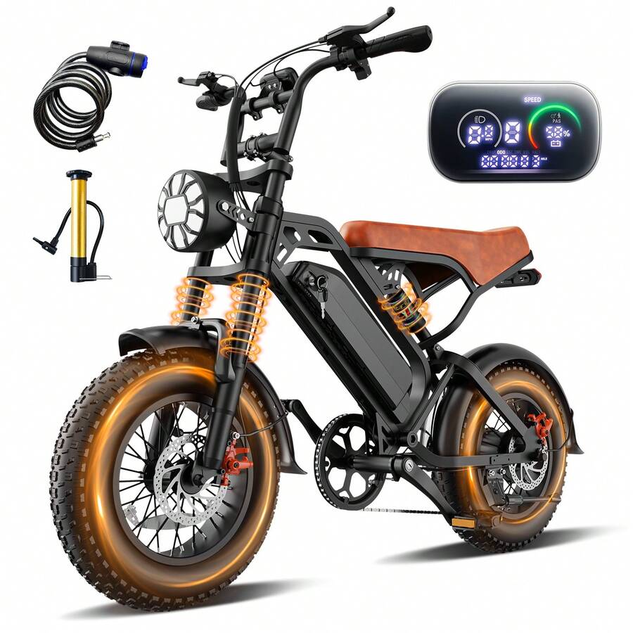 TERROSR Electric Bike - Heavy-Duty All-Terrain 16" Tire Electric Mountain Bike With 740W Motor, 48V 13Ah Removable Battery, 5-Speed Alloy Frame (27.9MPH Top Speed) - Ideal For Dirt, Trail, Commute, Mountain Riding - E-Bike, Bicycle For Women, Bicycle For Men
