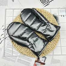 Guantes de invierno para mujeres, mantienen el calor, con cachemira, dedos completos, impermeables, superficie brillante, para ciclismo y esquí al aire libre - Blanco - Ver 5