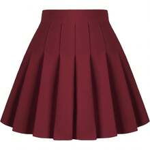 Women's Pleated Skirts Mini Skater Basic Skirt High Waist Tennis Skirt School Uniform Cheerleader Skirts - 卡其色 - 查看 7