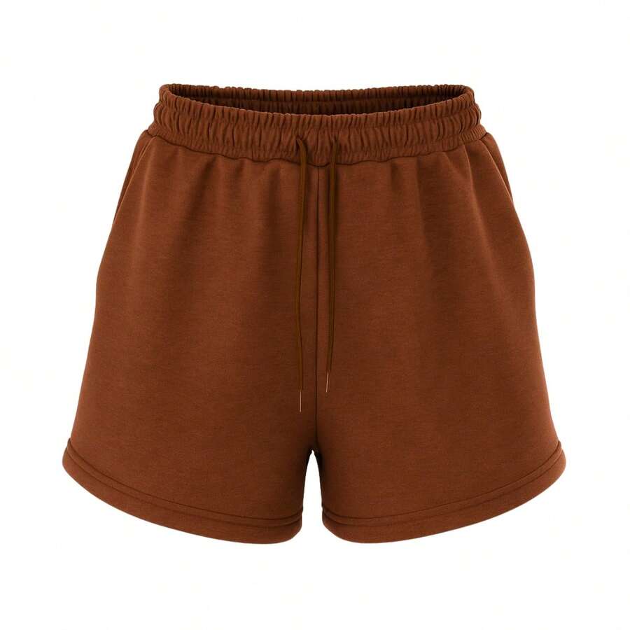 Men's Fleece Shorts With Pockets - Cà phê nâu - Xem 1