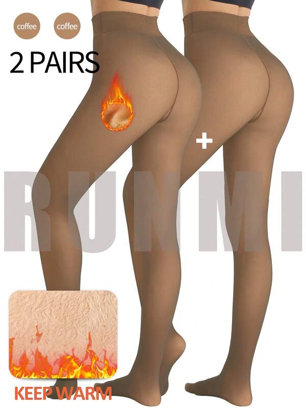 220g Medias forradas de felpa de cintura alta, pantimedias falsas translúcidas, cálidas y gruesas, con una variedad de colores transparentes adecuados para personas de diferentes tonos de piel. 6 tallas adecuadas para personas altas de talla grande europeas y americanas