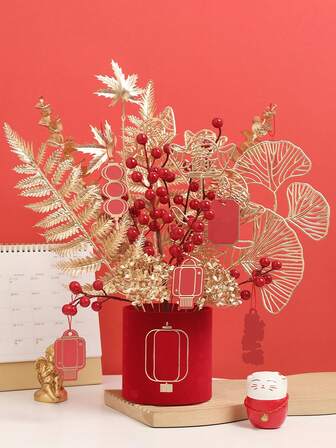 5 st konstgjorda guldblad - Äkta gyllene blad, lämpliga för bröllop och hem - underhållsfria konstgjorda växter, lämpliga för gör-det-själv-kransar, mittdekorationer, bordsdekorationer, blomsterarrangemang, bukettdekorationer - inomhus-/utomhusdekorationer, högtidsdekorationer, högtidsshoppare