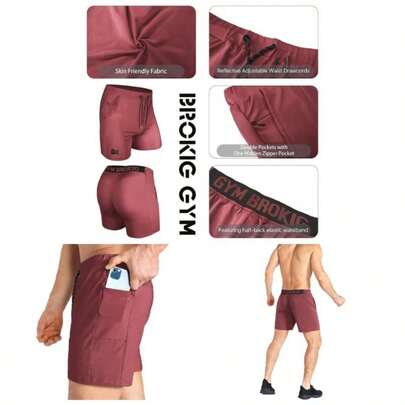 Mens Lightweight Gym Sport Shorts, Running Quick Dry Athletic Workout Shorts Men With Pockets