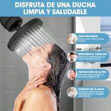 20 Etapas Filtro de Agua Para Regadera, Cabezal de Ducha de 6" con 2 Cartuchos Filtro de Ducha, Regaderas para Baño de Lluvia de Presión para Agua Dura, Elimina el Cloro y Sustancias Nocivas(Negro) - Tipo 1 - Ver 7
