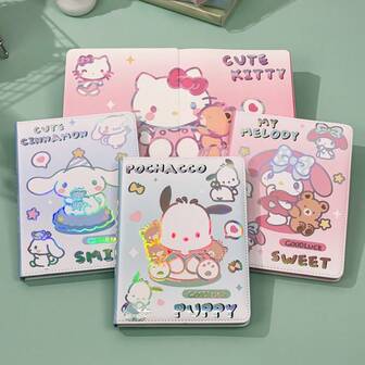  1 本书/激光风格 Sanrio A5 高品质 PU 皮革笔记本笔记本学生日记本 Sanrio 系列 KT 猫彩页学校学生必备文具用品 - 适合节日、派对、圣诞节奖品、礼物