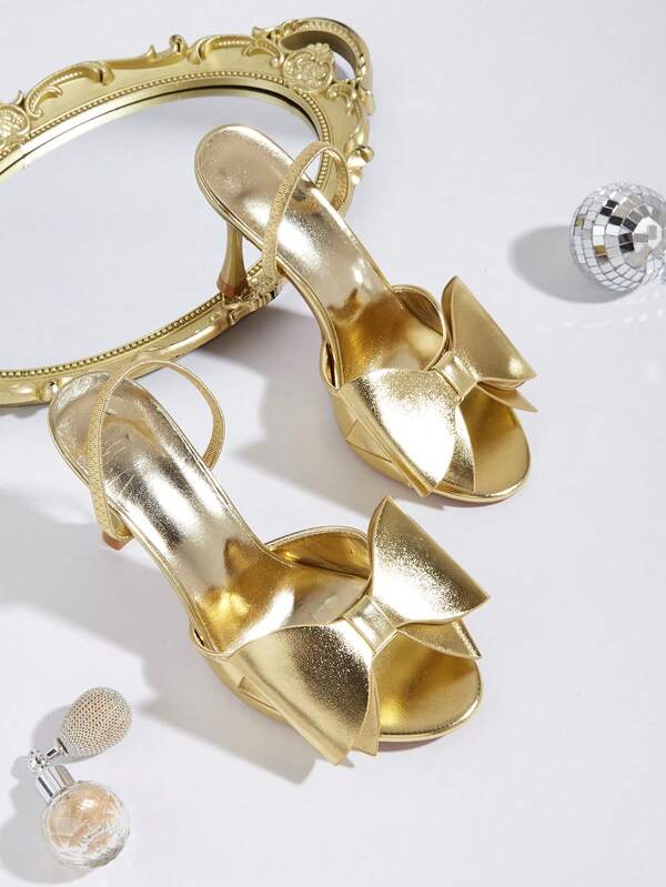 Damskie sandały na grubym obcasie z kokardką w jednolitym kolorze, eleganckie i modne, z odkrytymi palcami, odpowiednie na Walentynki, Halloween, ukończenie szkoły, randki, zakupy, dojazdy do pracy i imprezy