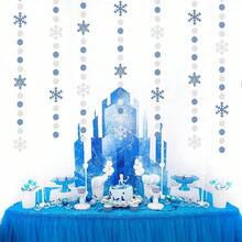 SnowflakeSnow SilverBlue Christmas PartyDecorations Garland 58Ft White Winter Wonderland Frozen Hanging Paper Streamers BannerBirthday Baby Bridal Shower Wedding New Year Supplies Decor Ouruola - BlueSilver - 查看 5