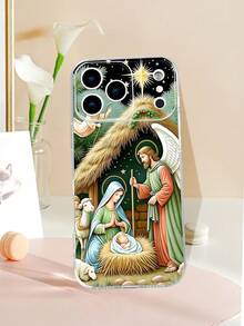 Christmas Nativity Scene Phone Case Religious Art Design Mary Joseph Baby Jesus Manger Angel Starry Sky Pattern Transparent Case, Compatible With IPhone 17/16/15/14/13/12/11/XS, Compatible With Galaxy A16/A25/A35/A54/A73, Compatible With Galaxy S24/S23Plus/S22Ultra, Waterproof Shockproof Scratch Resistant - 無色 - 查看 6