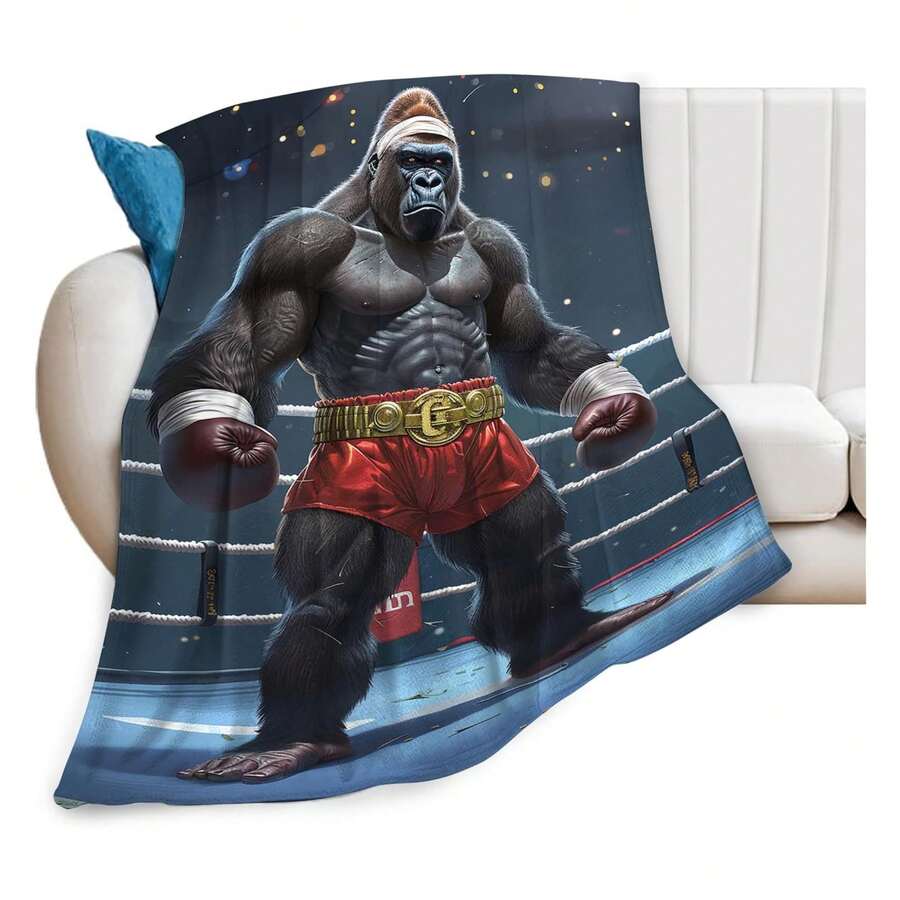 Tijuboni Gorilla Boxing Throw Blanket Funny Boxing Gifts For Men Women Adults Soft Flannel Fleece Blanket For Couch Sofa ​Bed Home Decor 40"X50" The Essential Nap & Lounge Throw Cozy Unplugged: Your Blanket For Naps And Beyond Your Versatile Blanket For Work, Home, And Travel The All-Purpose Blanket For Rest And Relaxation Small Blanket, Sofa Nap Blanket - 彩色 - 查看 1